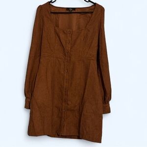 BRAND NEW NEVER WORN Suede Brown Button-Down Dress